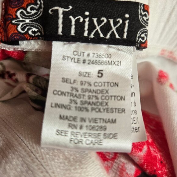 Y2K Trixxi Strapless Mini Dress Size 5 Red White Floral Rose Print Fit Flare - Picture 9 of 10